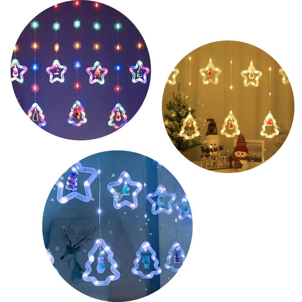 Cortina Navidena Arboles Y Estrellas 3m